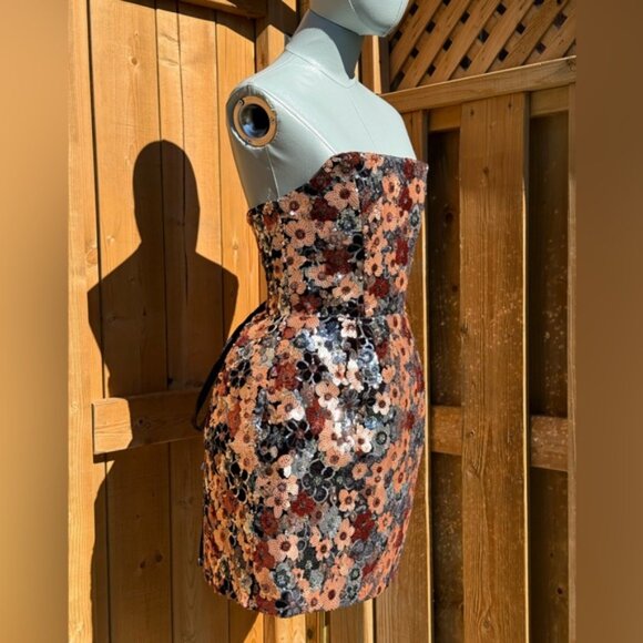 🆕 BRONX & BANCO 🧿 NWOT Maraya Floral Sequin Mini Dress, Pink Multi, Sz XS US 2 - Picture 7 of 17